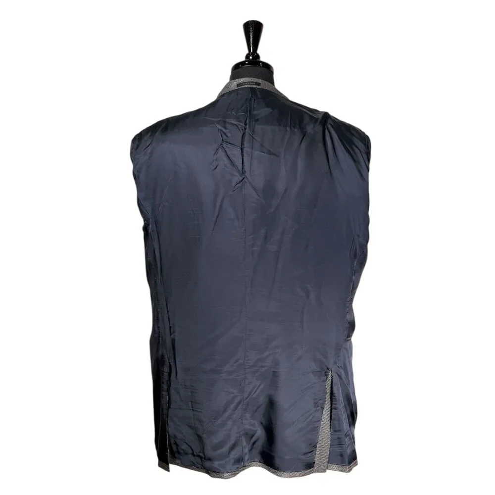 John W Nordstrom Mens 50L Loro Piana Wool Silk Blazer Birdseye Sport Coat Blue